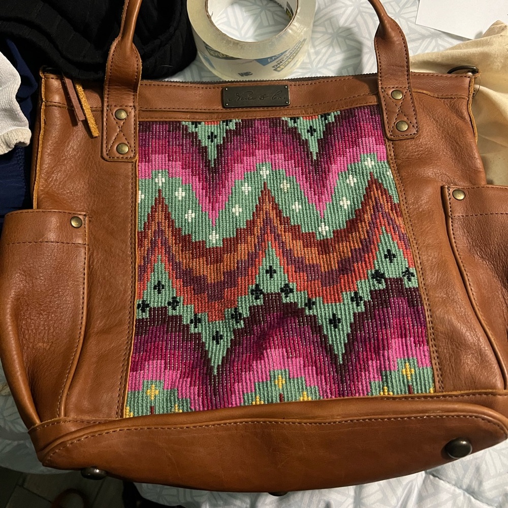 Nena & Co. Brown Leather & Hupil Sunrise - The Perfect Bag Medium